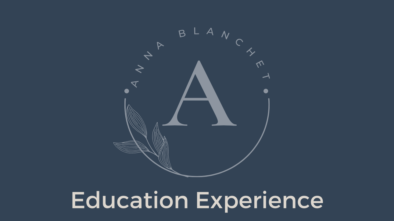 Anna Blanchet's Logo accompanied by text that says Education Experience